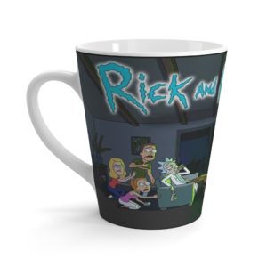 Rick and Morty Latte Mug Full Printed Pink Cup Unusual Print; Hat Favorite Coffee Cup Cartoon Pattern Ceramic Mug 12 oz