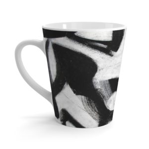 White and Black Latte Mug Full Printed Pink Cup Unusual Print; Hat Favorite Coffee Cup Day and Night Ceramic Mug 12 oz