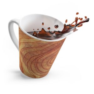 Wooden Pattern Latte Mug Full Printed Pink Cup Unusual Print; Hat Favorite Coffee Cup Tree Inside Ceramic Mug 12 oz