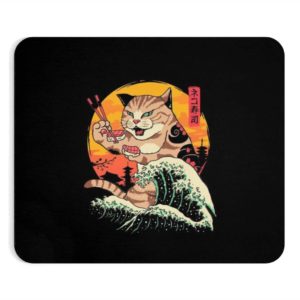 Sushi Cat Mouse Pad Ukiyo E Kanagawa Wave Mousepads Japanese Painting Mouse Mat Office Decor Decor Kids Gifts Birthday Gifts