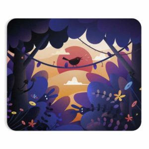 Mouse Pad Non-Slip Rubber Surface Cute Art Magic Forest Bird Mouse Pad Office Workplace Supply Gift