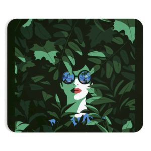 Mouse Pad Forest Girl Nonslip Rubber Surface Minimalistic Art Design Gaming Office Workplace Gift