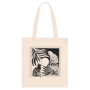 ECO Handbag Cats Friendship – Travel Tote Bag – Cotton Shopper Hand bag Black and White Style