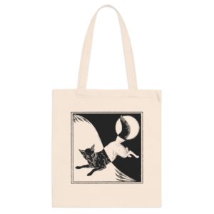 ECO Handbag Wolf – Travel Tote Bag – Cotton Shopper Hand bag Black and White Style