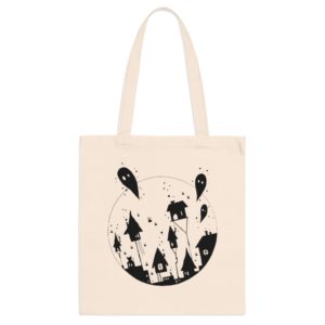 ECO Handbag Horror Houses – Travel Tote Bag – Cotton Shopper Hand bag Scary Style