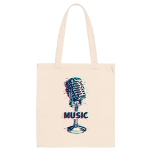 ECO Handbag Music- Travel Tote Bag - Cotton Shopper Hand bag Microphone Style