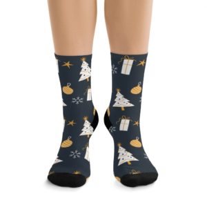 New Year Motives Socks Full Printed Socks Funny Print Unisex Print Men Socks Women Socks Food Sublimation Socks Best Gift Merry Christmas Garland Snow Stars
