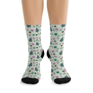 New Year Mood Socks Full Printed Socks Funny Print Unisex Print Men Socks Women Socks Food Sublimation Socks Best Gift Merry Christmas Garland Snow Stars