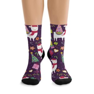 New Year llama Socks Full Printed Socks Funny Print Unisex Print Men Socks Women Socks Food Sublimation Socks Best Gift Tree Merry Christmas llama Present Cactus