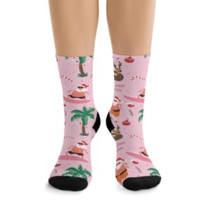 Funny Sunny Christmas Socks Full Printed Socks Funny Print Unisex Print Men Socks Women Socks Food Sublimation Socks Best Gift Merry Christmas Santa Cocktail Surfing