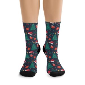 Christmas Smile Socks Full Printed Socks Funny Print Unisex Print Men Socks Women Socks Food Sublimation Socks Best Gift Merry Christmas Tree Garland Snow Stars