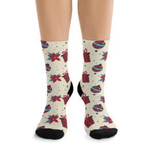 Christmas Drawing Socks Full Printed Socks Funny Print Unisex Print Men Socks Women Socks Food Sublimation Socks Best Gift Merry Christmas Garland Snow Stars