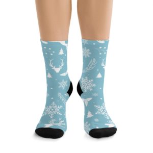 Santa Claus's Reindeer Socks Full Printed Socks Funny Print Unisex Print Men Socks Women Socks Food Sublimation Socks Best Gift Merry Christmas Garland Snow Stars New Year Mood