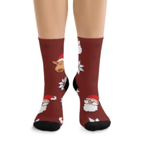 Santa Claus Socks Full Printed Socks Funny Print Unisex Print Men Socks Women Socks Food Sublimation Socks Best Gift Merry Christmas Garland Snow Stars New Year Mood Deer