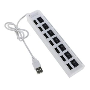 High-Speed USB2.0 Hub with 7 USB Ports and Blue LED Indicator Light (LS-USBHUB-WHI)