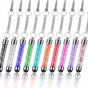 Mini Stylus 10Pcs Colorful Stylus Crystal Capacitive Mini Stylus Touch Jack Dust Cap Pen Capacitive Touch Screen Compatible with iPhone Samsung Galaxy Android Tablets Smartphones iPads