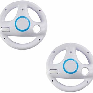 White Mario Kart Racing Wheel For Nintendo Wii 2Pcs Bundle For Remote Controller Wireless Driving Accessories [video game]