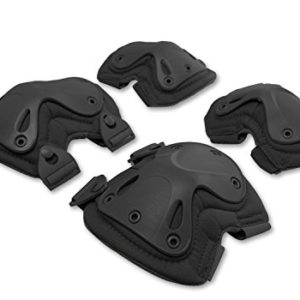 Pack of 4 Tactical Combat Knee & Elbow Protective Pads Guard Black