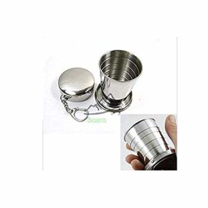 Stainless Steel Portable Outdoor Travel Camping Folding Collapsible Cup Metal Telescopic Keychain 75ml