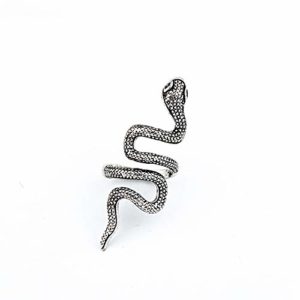 KUJO Snake Ring Animal Retro Punk Vintage Ring for Men Women Adjustable Ring (Long Silver Snake)