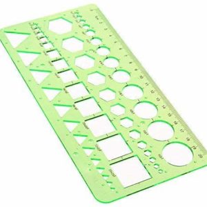 KCHEX Master Template Plastic Geometric Ruler with 4 Shapes Designs, 8.6 X 4.2 Inch, Green