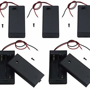5 PCS Black Plastic 2 x 1.5V AA Battery Box Case Cell Holder Spring Clip Wire Leads (5)