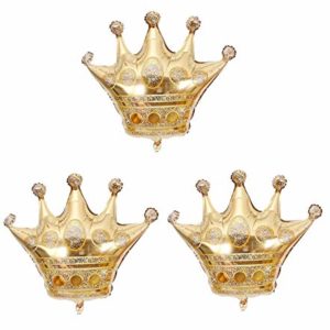 3Pcs Crown Balloons Foil Helium Mylar Balloons for Birthday Wedding Halloween Christmas Party Decoration - Golden