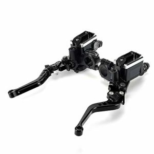 Universal 7/8" Motorcycle Master Cylinder Hydraulic Brake Pump Clutch Handlebar Lever Reservoir Set Cylinder Clutch CNC Left & Right Set for Harley Honda Kawasaki Suzuki Yamaha (Orange)