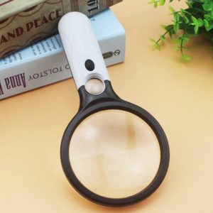 SINOCCL Magnifying Glass with Lighting 4 LED Plus Size 5.5 Inch Magnifying Glass 2x + 30x Double Optical Lens Hand Magnifying Glass Small Black
